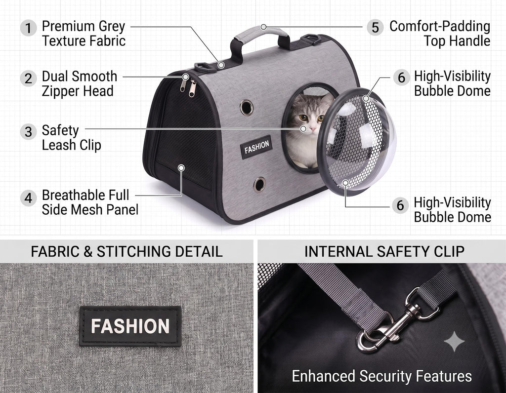 Space Capsule Pet Carrier – Breathable Bubble Bag for Cats & Small Dogs (Up to 15 lbs)