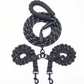 Heavy Duty Dual Dog Leash - Black, full set with padded handle and dual bungee
